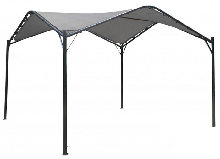 Gazebo da Giardino in Acciaio 3,5x3,5m Bauer Onda Grigio e Nero