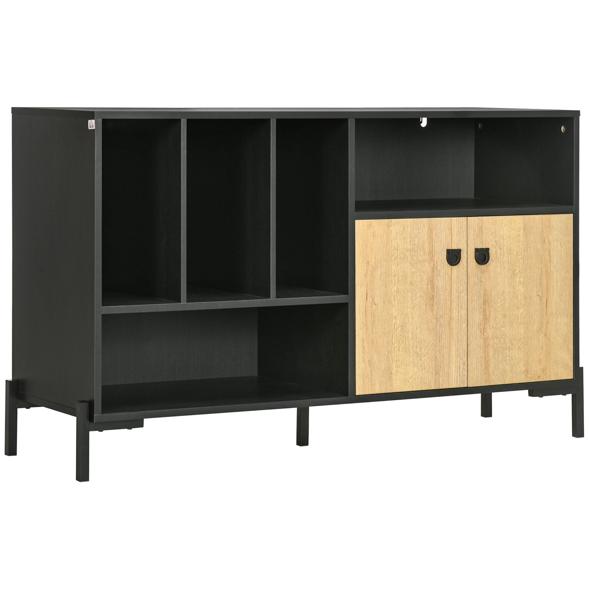 Mobiletto da Salotto 5 Ripiani 2 Ante 120x40x74 cm in Truciolato Nero