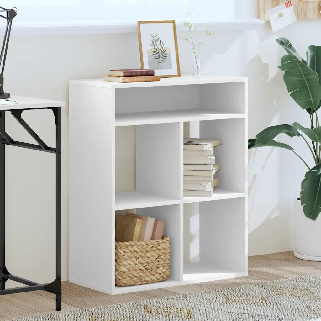Libreria-Scaffale per Libri-Mobile di Stoccaggio Bianca 66x31x80 cm in Legno Multistrato