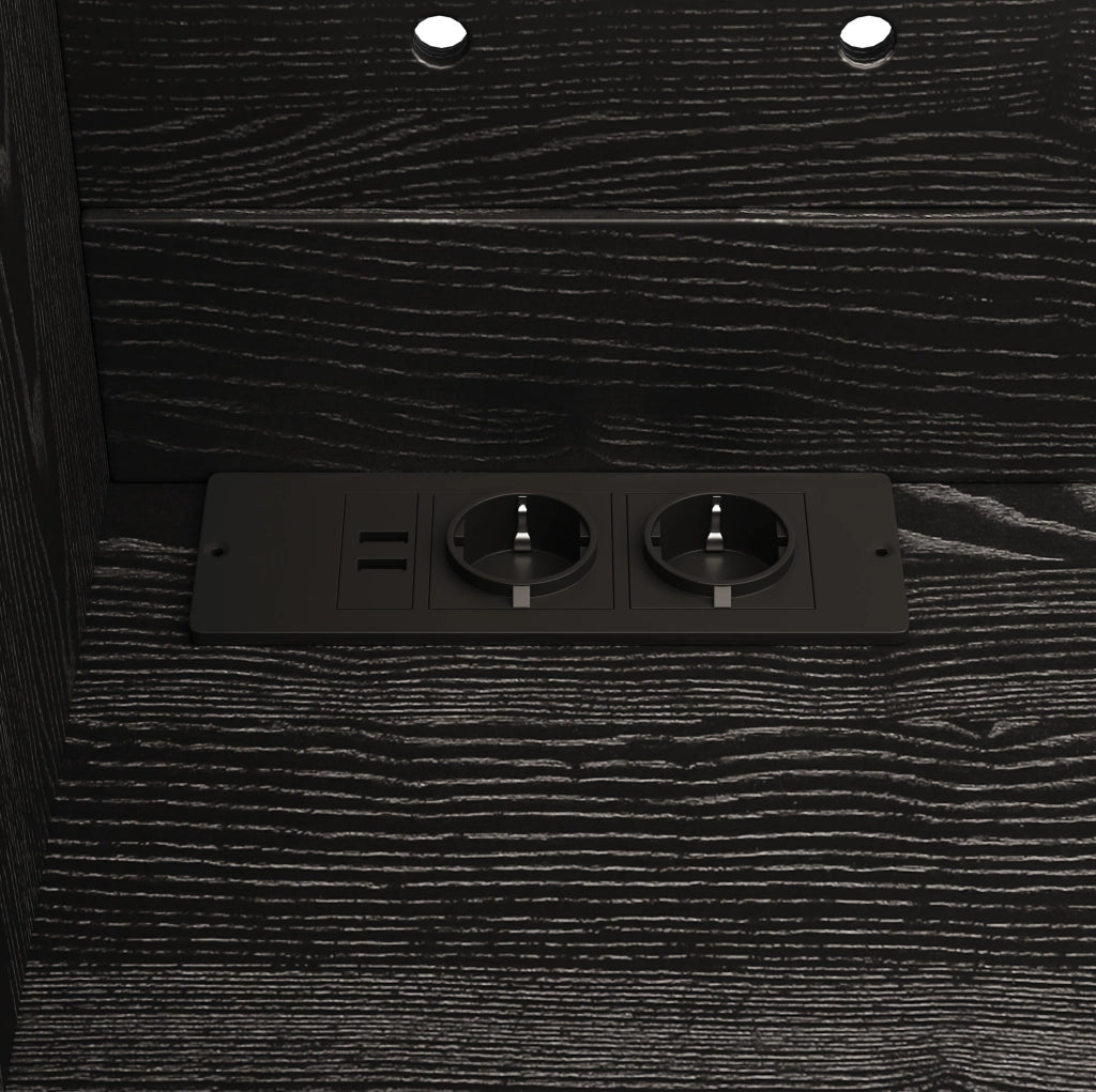 Mobile alto da cucina 120x40x178 cm con LED RGB, prese USB, MDF e acrilico nero