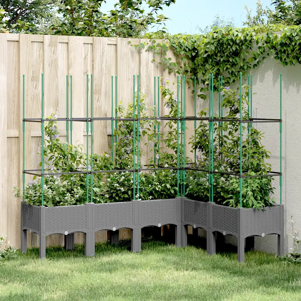 Fioriera | Cassetta per fiori | Vaso Giardino con Graticcio Grigio 160x120x142,5 cm PP