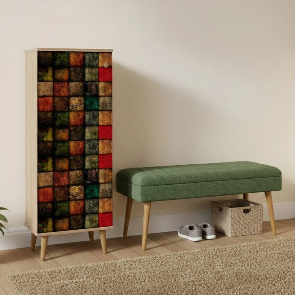 Podgorica, Mobile da Ingresso 16 Paia, 50x38x135h cm Marrone Quercia