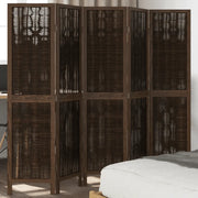 Divisorio Ambienti | Divider per stanze | Paravento 5 Pannelli Marrone Scuro Massello Paulownia