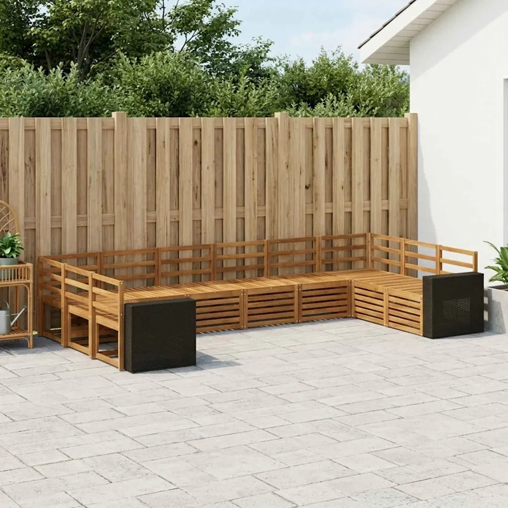Set divano sezionale 10 pcs Naturale Legno di Acacia Massello