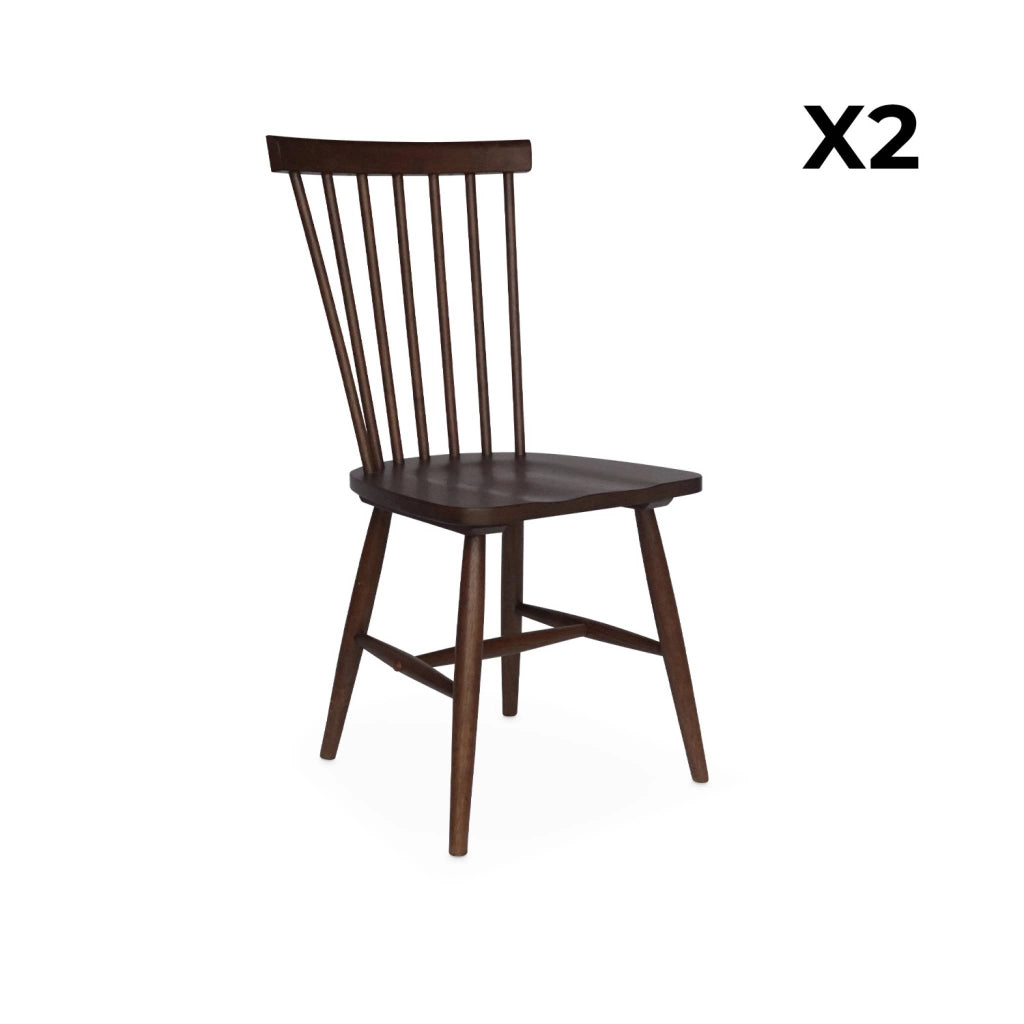 Set 2 sedie da pranzo in legno, impilabili stile vintage, marrone