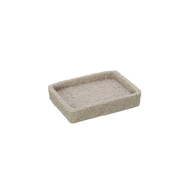 Porta sapone bagno in poliresina beige effetto pietra Linea Sabbia Feridras