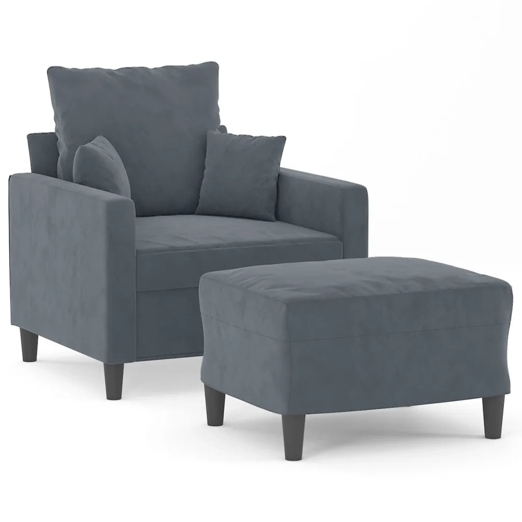 Poltrona | Sedia Relax con Poggiapiedi Grigio Scuro 60 cm in Velluto