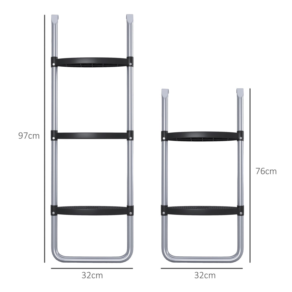 Scaletta per Trampolino Elastico Regolabile a 3 o 2 Scalini 97x32 cm in Acciaio Argento