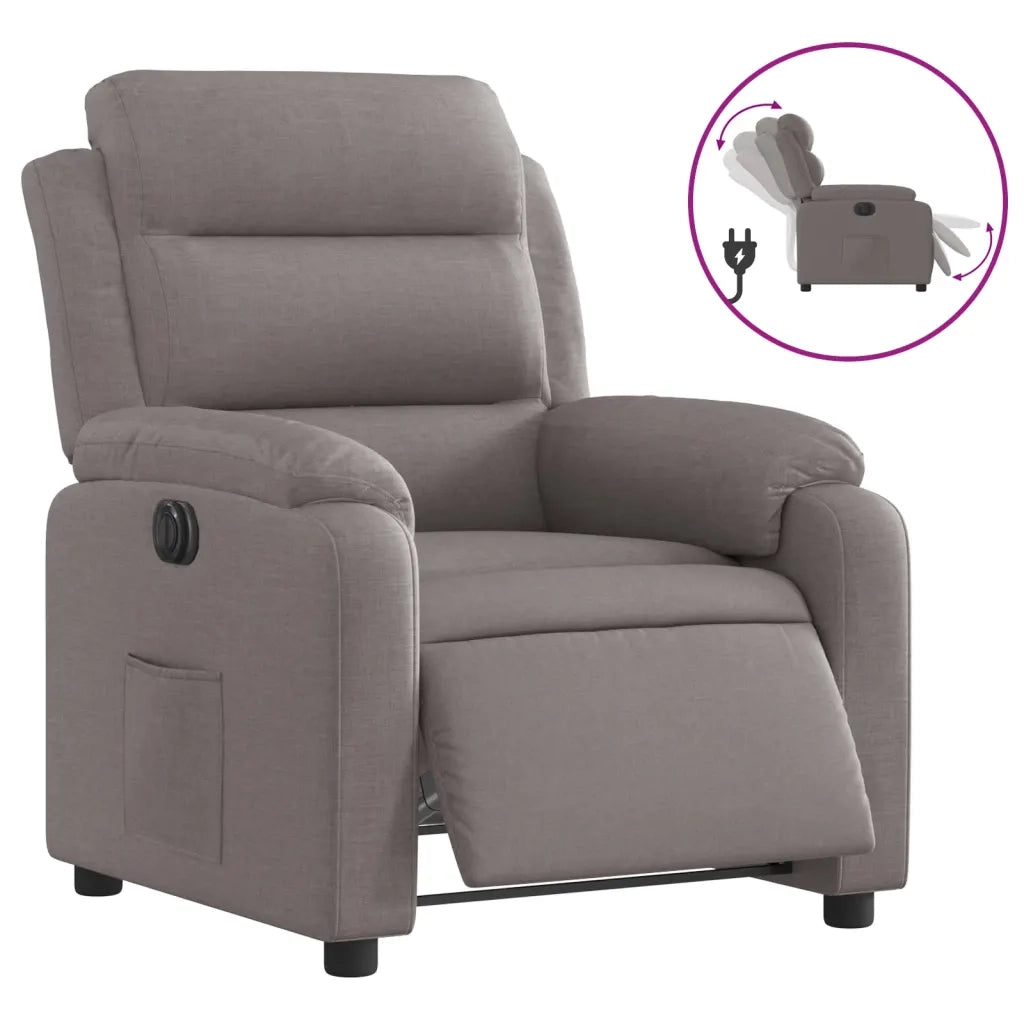 Poltrona | Sedia Relax Elettrica Reclinabile Tortora in Tessuto