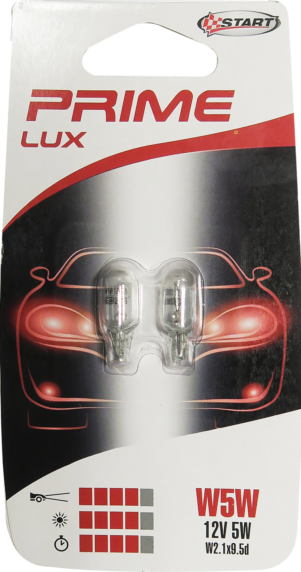 W5W Coppia di lampadine in vetro per luci auto 12V 5WW W2, 1x9, 5d