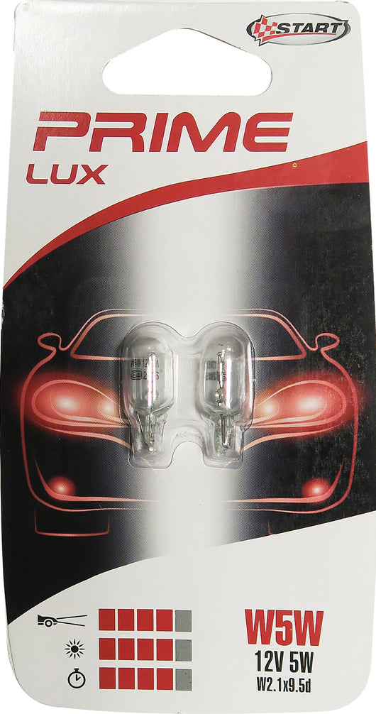 W5W Coppia di lampadine in vetro per luci auto 12V 5WW W2, 1x9, 5d