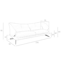 Divano a 3 posti in pelle grigio taupe