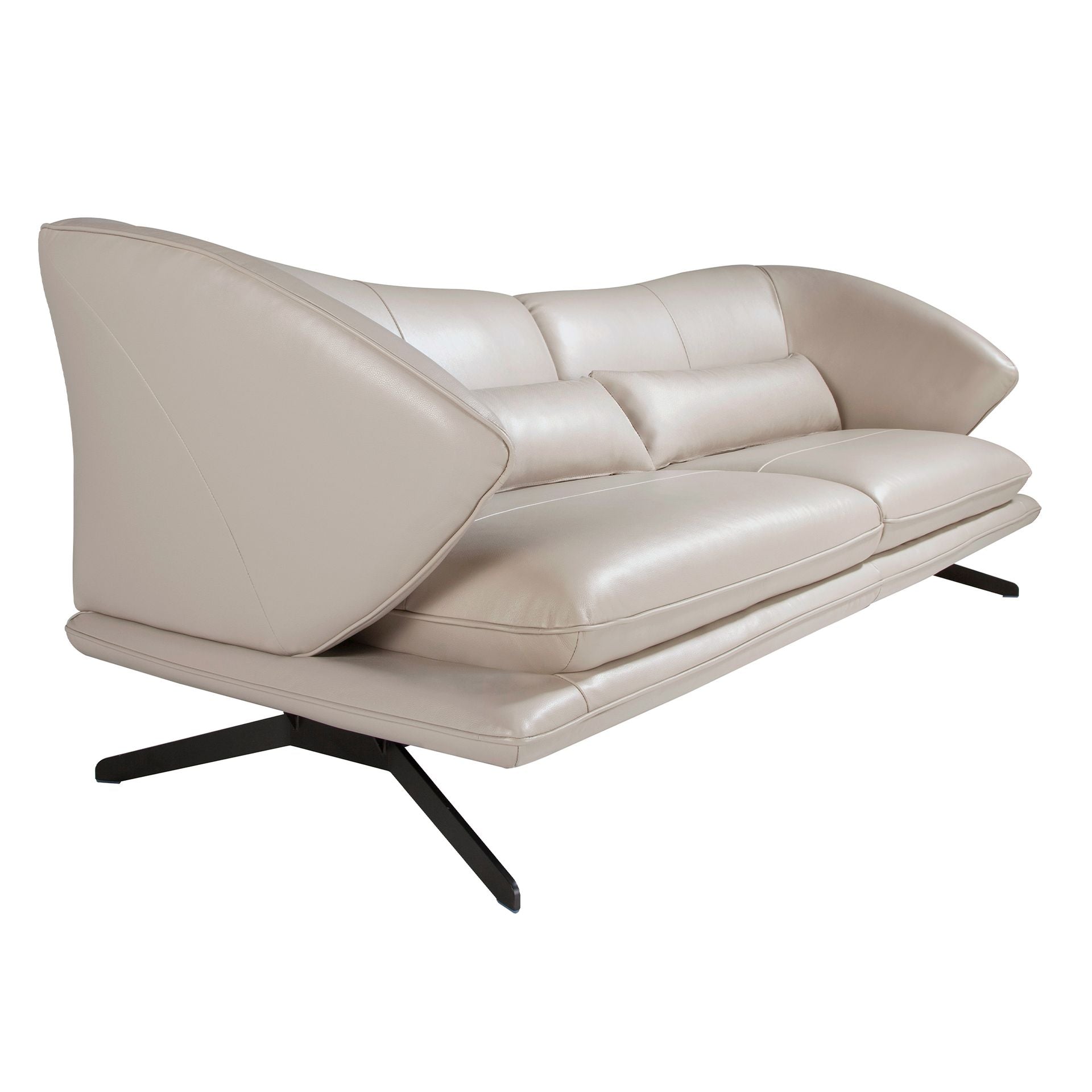 Divano a 3 posti in pelle grigio taupe