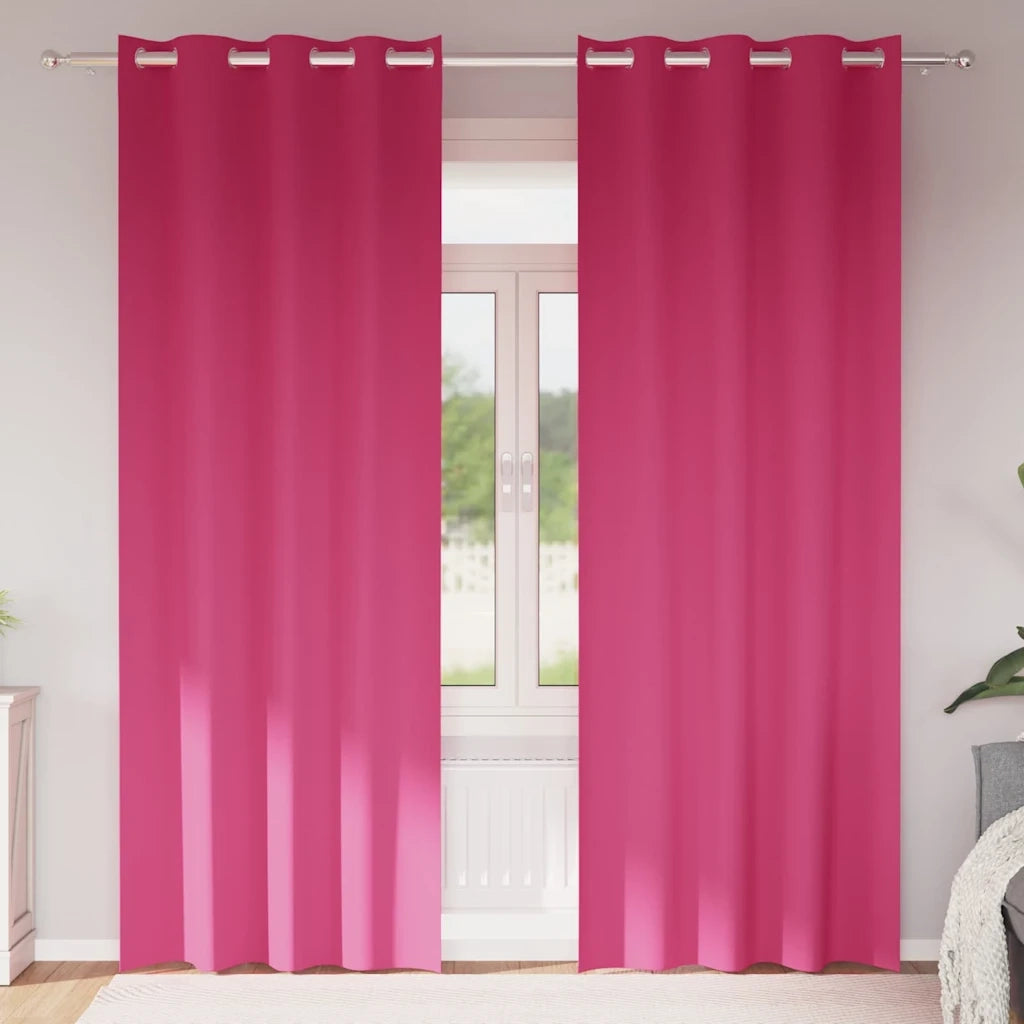 Tende Blackout con Anelli 2 pz Rosa Vivo 260 x 140 cm 4107407