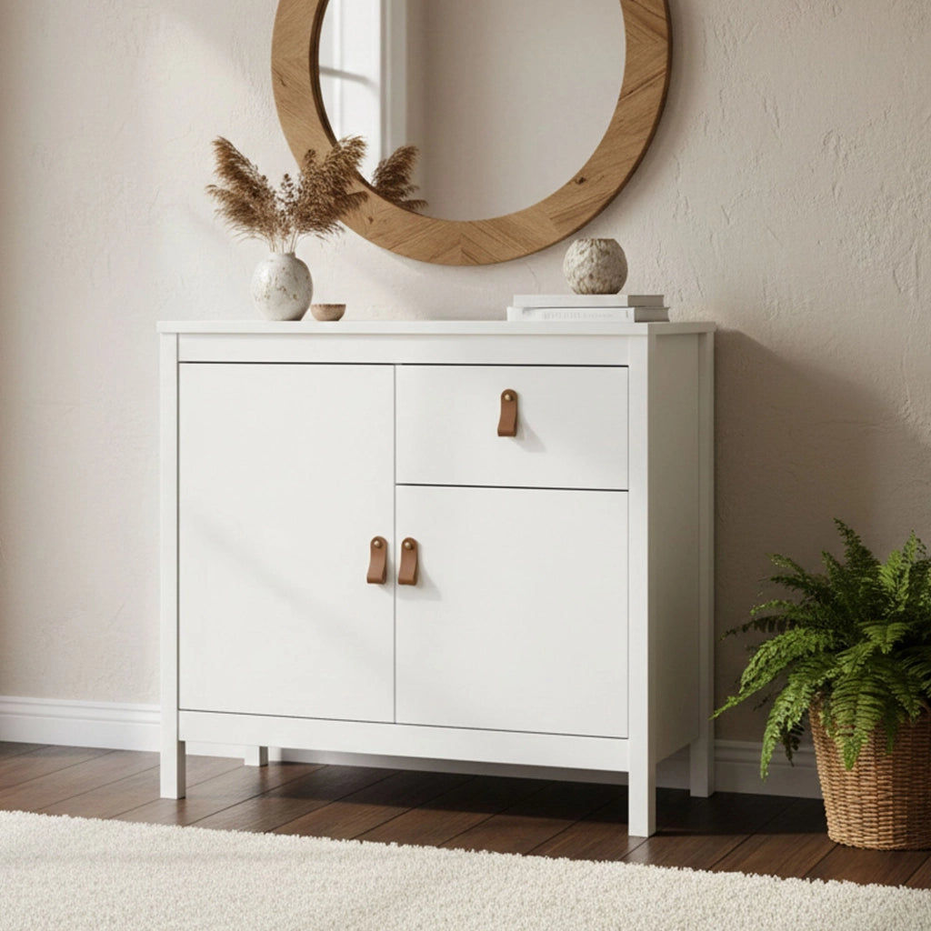 Credenza Romagna, Buffet da soggiorno, Madia da salotto, Dispensa da cucina, 82x38 h80 cm, Bianco