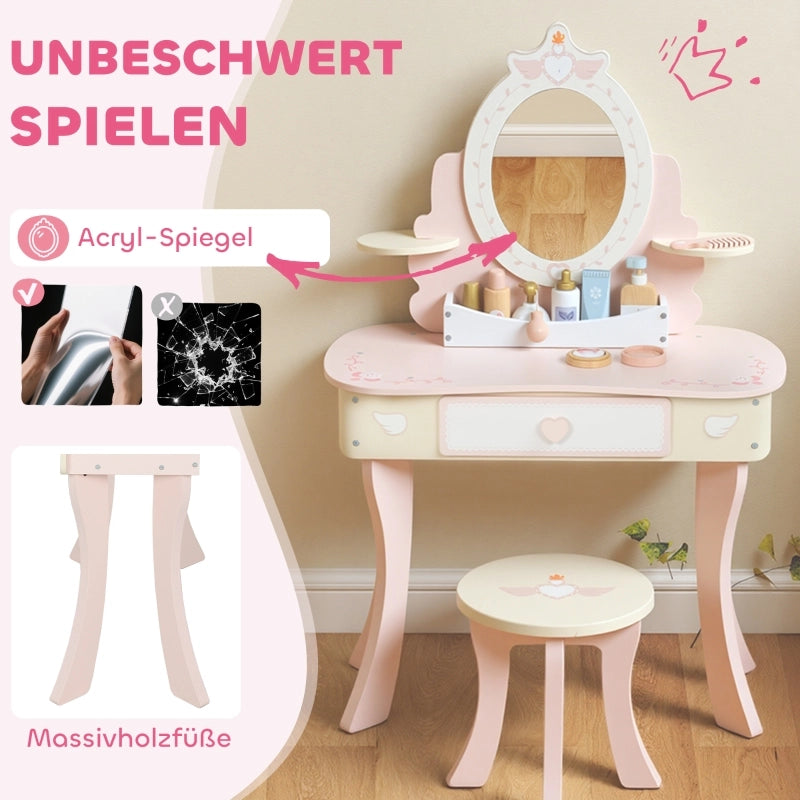TOELETTA 2 in 1 per bambini con sgabello 59,8x29,6x89,8 cm Rosa