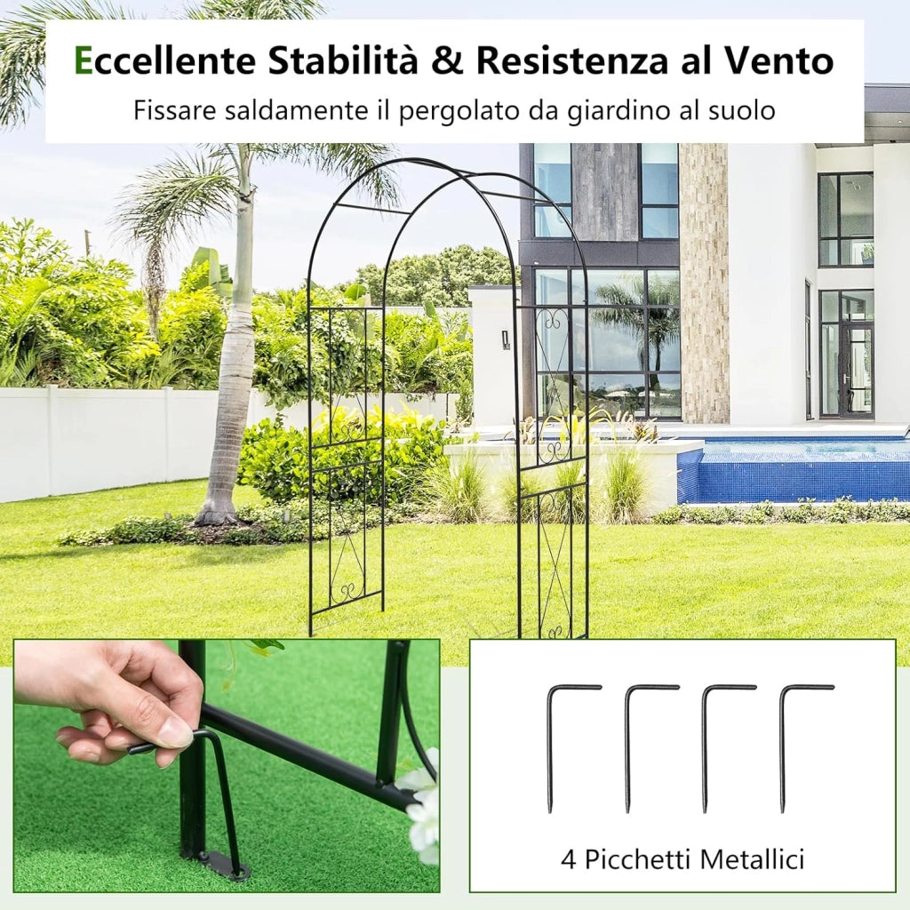 Arco da Giardino in Metallo Resistente per Piante Rampicanti, Rose e Viti, Grigliato per Decorazioni di Matrimoni e Feste, Supporto per Piante per Cortile e Patio