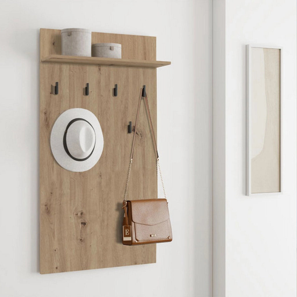 Gonars, Appendiabiti set Fissaggio a Muro Incluso, 115h cm Marrone Rovere Nodi