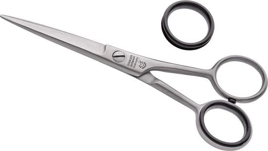 Scaletta da barbiere, 5 pollici, in acciaio inossidabile con denti microscopici, taglia barba professionale per donne e uomini, presa per dita regolabile.