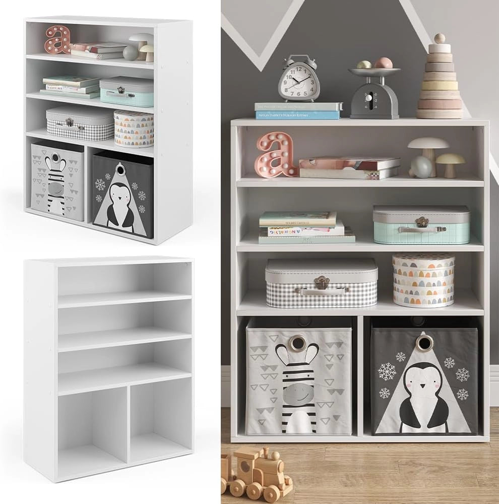 Libreria bambini Luigi, Bianco, 72 x 90.2 cm 2 scomparti, combinabile per riporre giocattoli e libri