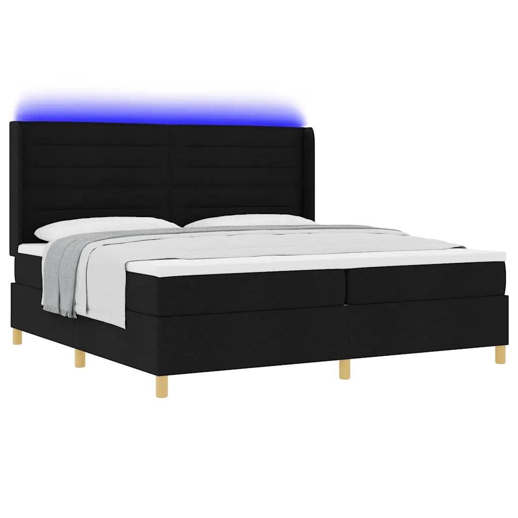 Letto a molle con materasso con led Nero 200 x 200 cm Tessuto 3343653