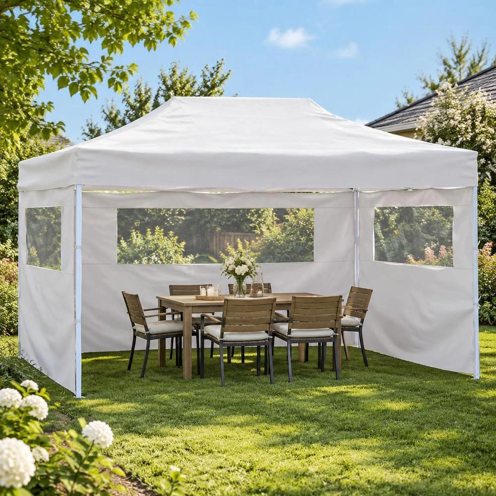 Foldable Party Tent With 3 Side Panels, 291x413x315 Cm, White