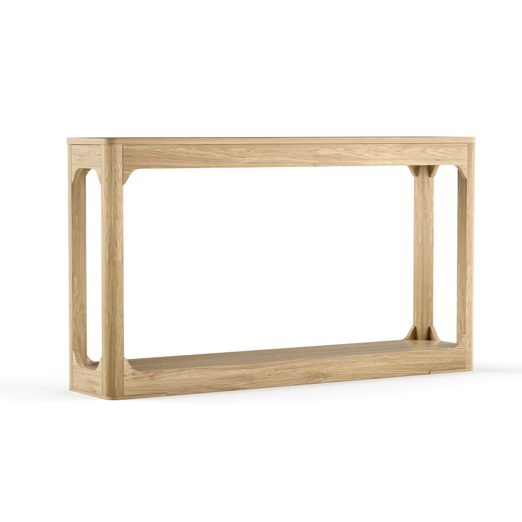 Consolle con 2 ripiani aperti; montaggio semplice - per ingresso - in MDF - naturale - 140 cm