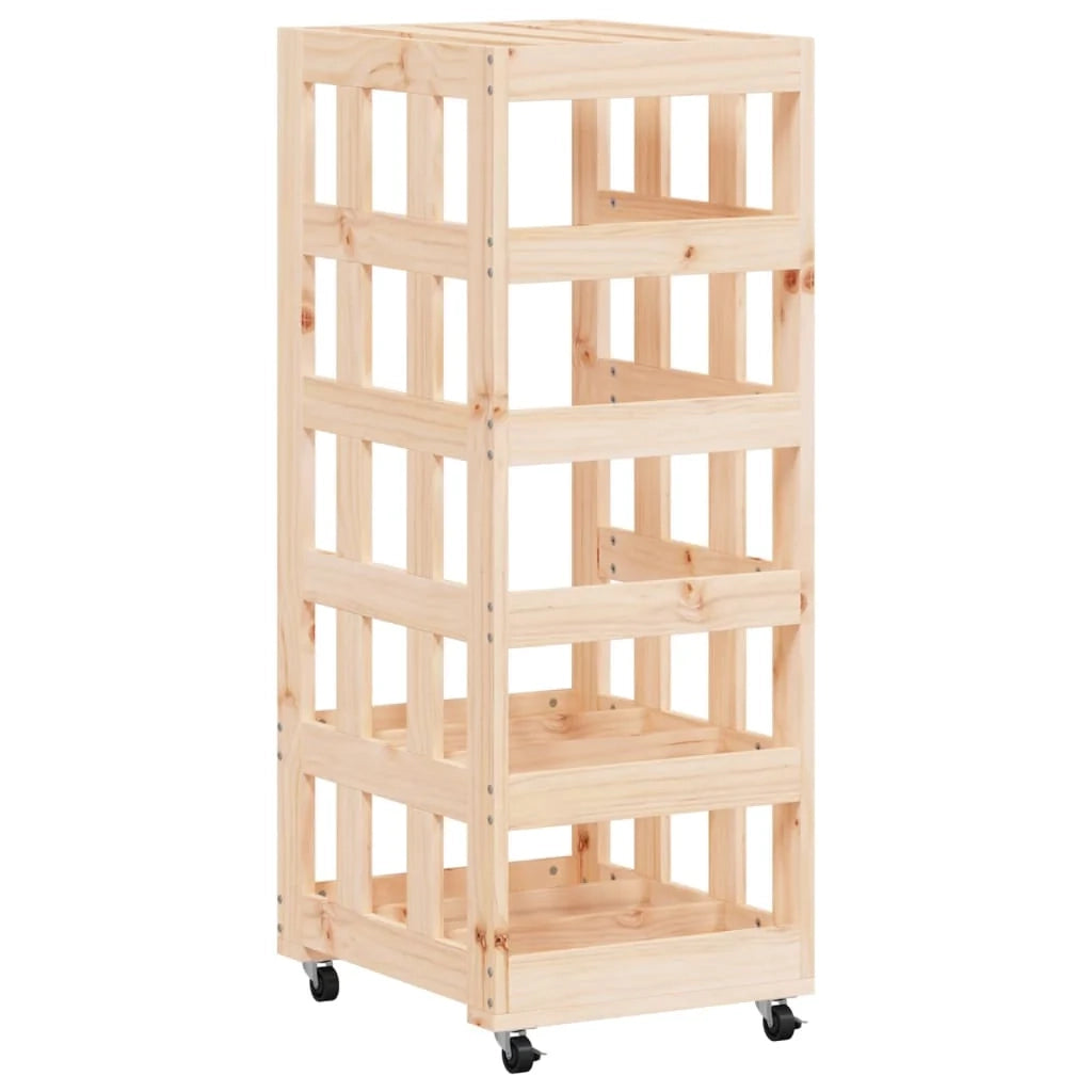 Portalegna con ruote 40 x 49 x 110 cm legno massello di pino marrone 02_0043799