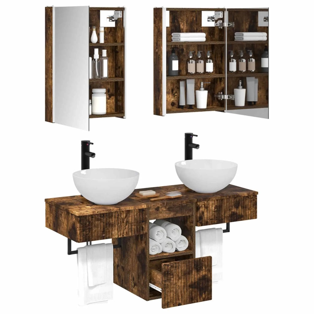 Set di Armadi da Bagno 5 pcs Rovere Fumo 43 x 11,5 x 60,5 cm 3406291