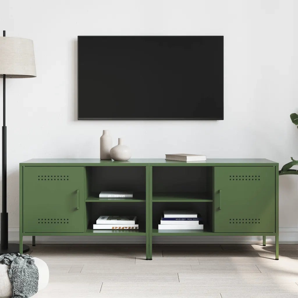 vidaXL Mobili TV 2pz Verde Oliva 68x39x50,5 cm in Acciaio