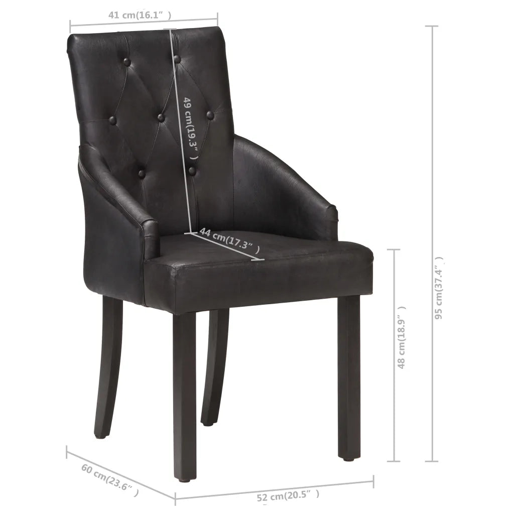 Sedie da Pranzo 4 pz Nere in Vera Pelle di Capra 3056699