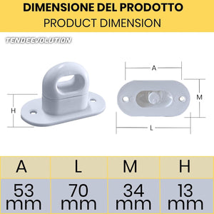 Fermo a farfalla in plastica avorio Cavallotto A Molla per Occhiello Ovale in PVC per Teloni Gazebo Copertura Laterale