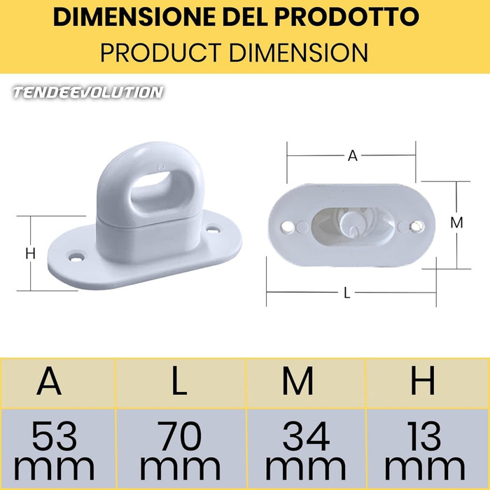 Fermo a farfalla in plastica avorio Cavallotto A Molla per Occhiello Ovale in PVC per Teloni Gazebo Copertura Laterale