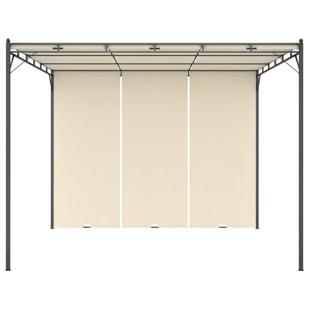 Gazebo da Giardino con Tenda Laterale 3x3x2,25m Crema 47993