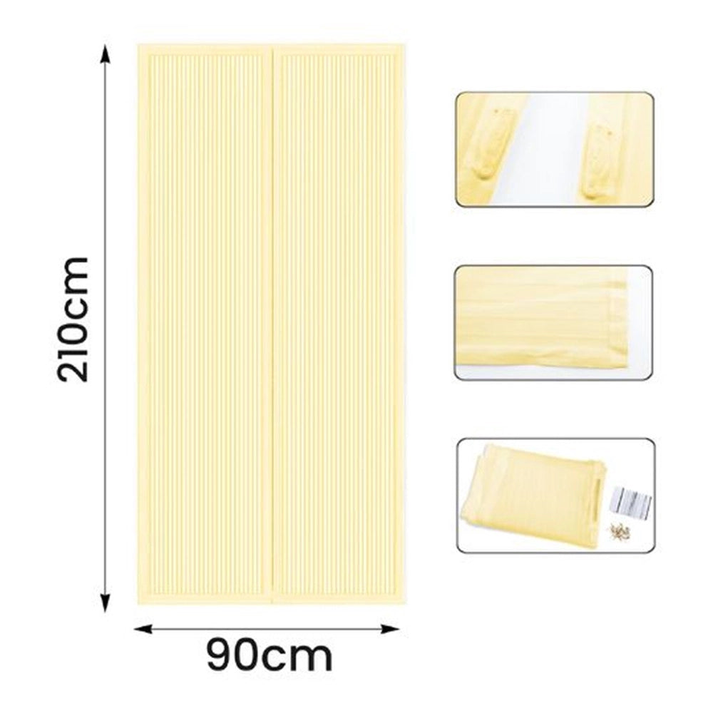 Trade Shop - Zanzariera Magnetica Per Porte Da 90x210 Cm Beige Per Proteggere Da Insetti Zanzare 616219 -