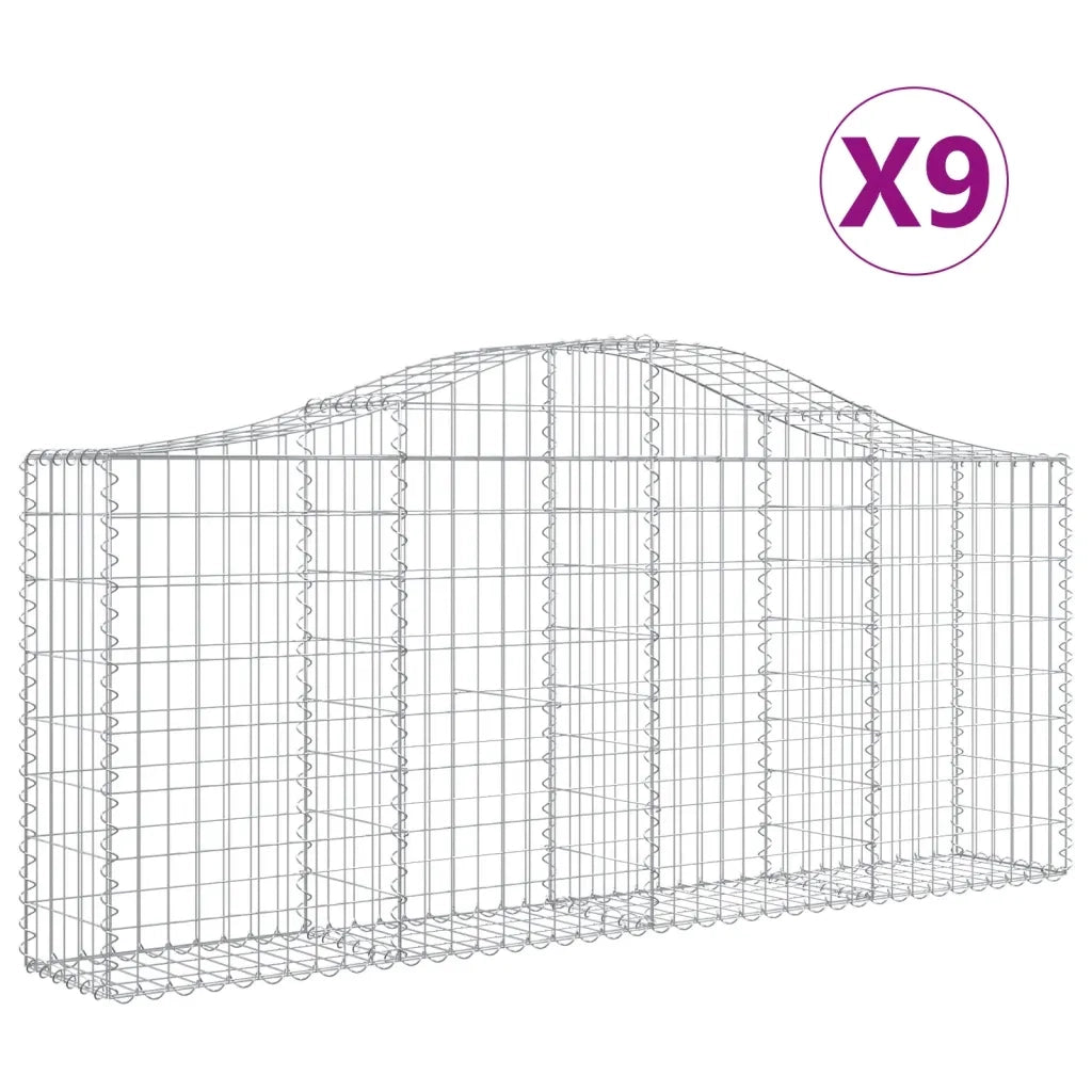 Cesti Gabbioni ad Arco 9 pz 200x30x80/100 cm Ferro Zincato