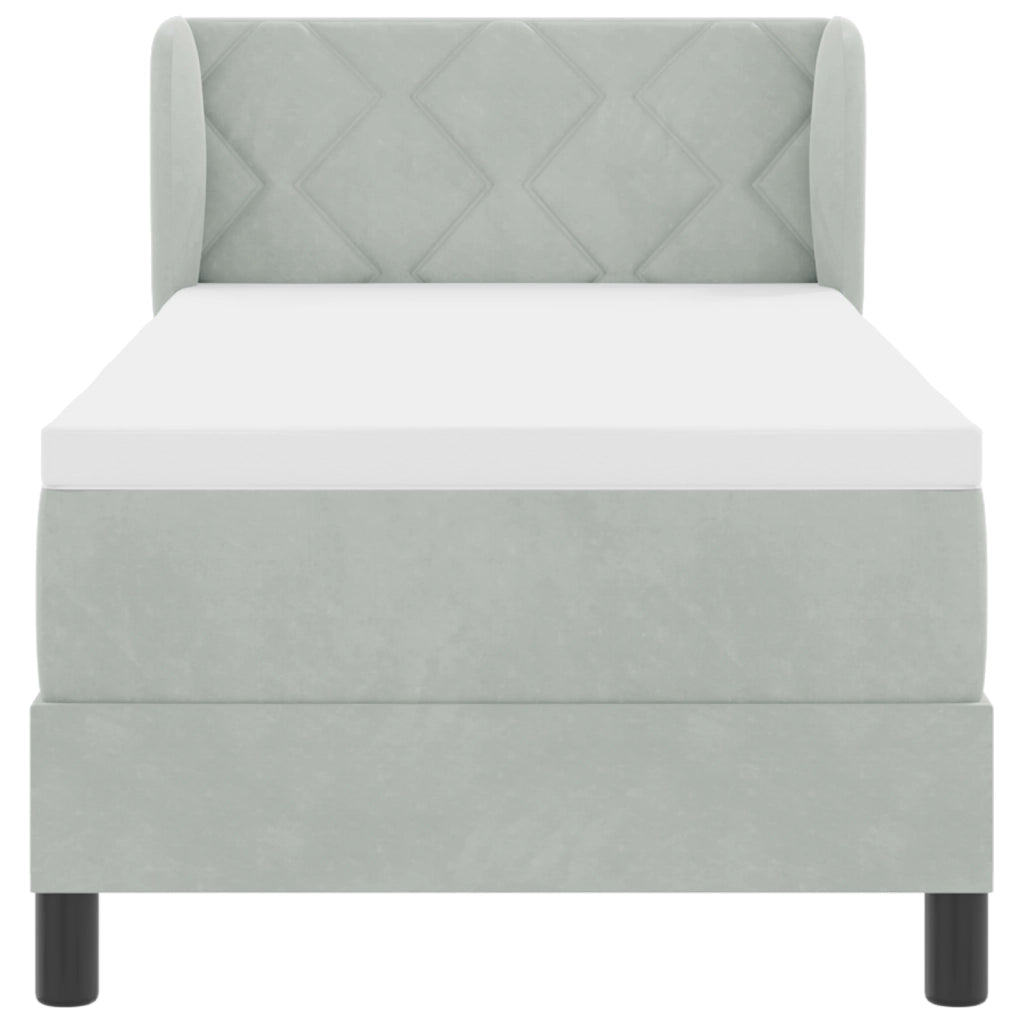 Letto con Rete a Molle e Materasso Grigio Chiaro 80x200 cm Velluto