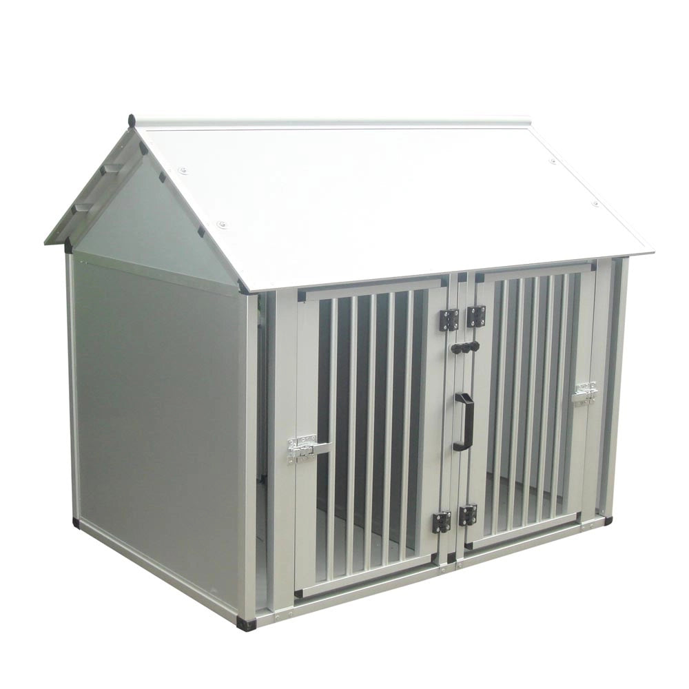 Trasportino gabbia doppia per cani e gatti in alluminio con due porte fuss-dog