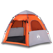 Tenda campeggio | Tenda da campo Cabina 4 Pers. Grigio Arancione Rilascio Rapido