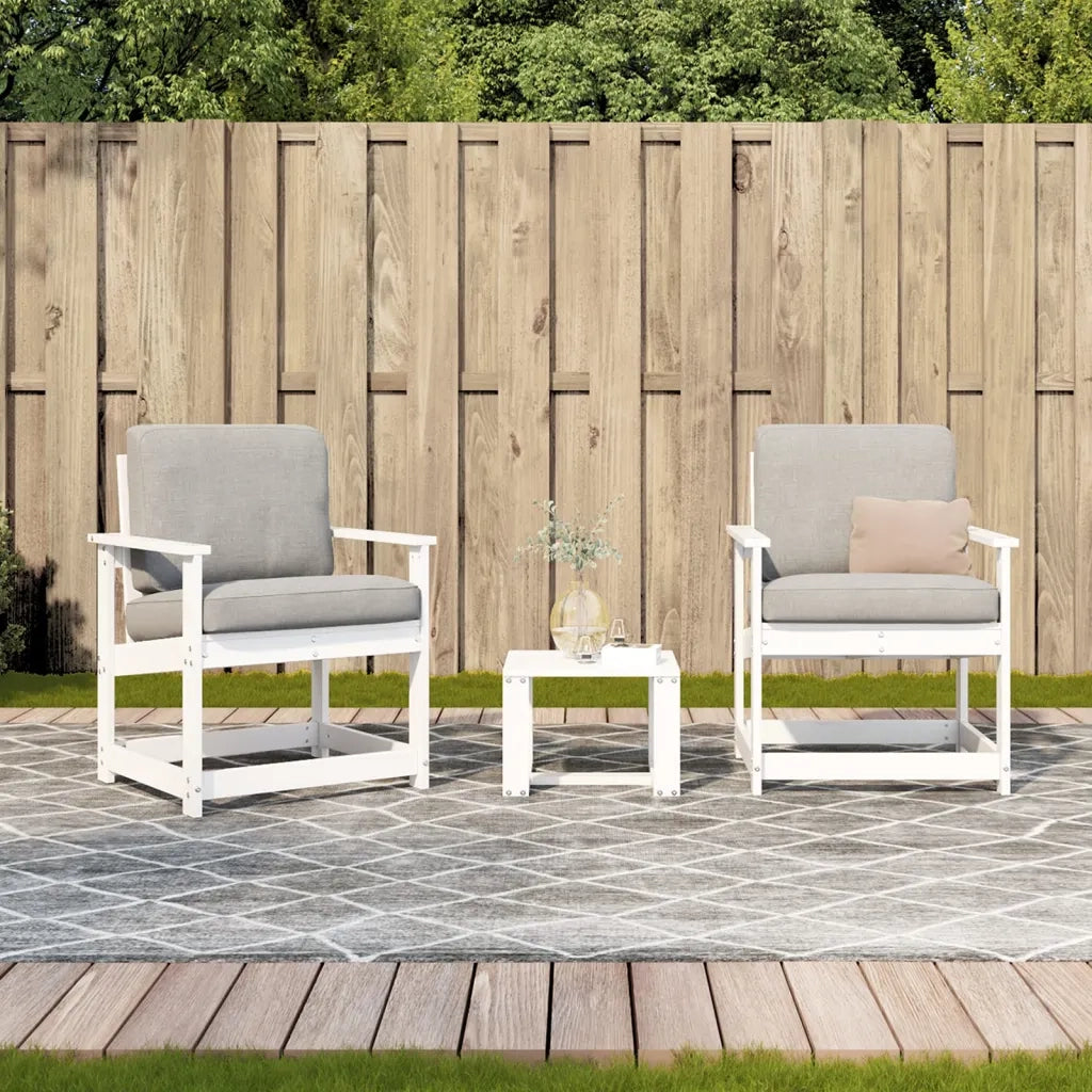 Set Salotto da Giardino 3 pz | Set di Mobili da Esterno Bianco in Legno Massello di Pino