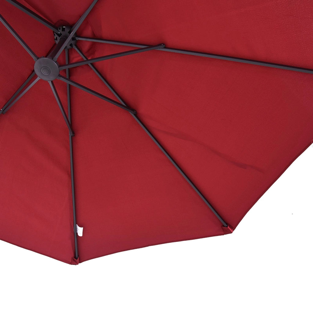 EasyComfort Ombrellone da Giardino Doppio con Apertura a Manovella, in Acciaio e Poliestere, 460x270x240 cm, Rosso