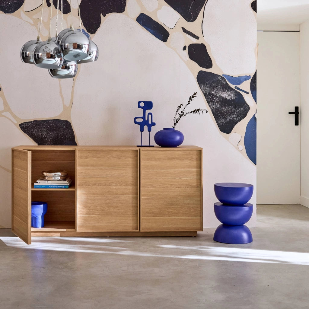 Credenza effetto legno 3 ante, 160cm, marrone naturale