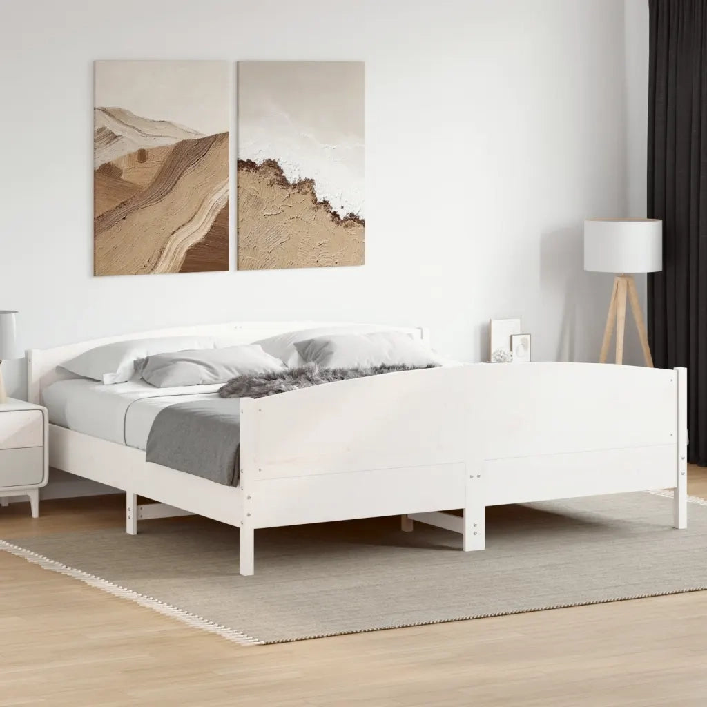 Giroletto senza Materasso Bianco 180x200 cm Legno Massello Pino 3216165