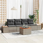 Set Divano da Giardino con cuscino 5 pcs Grigio Poly Rattan 3348020