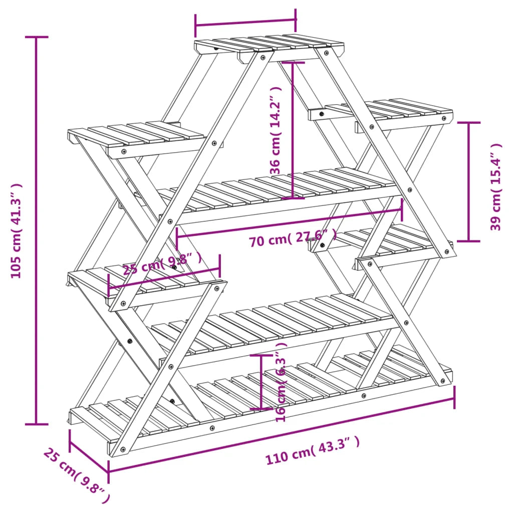 Portafiori/portapiante 110 x 25 x 105 cm legno massello di abete marrone 02_0045193