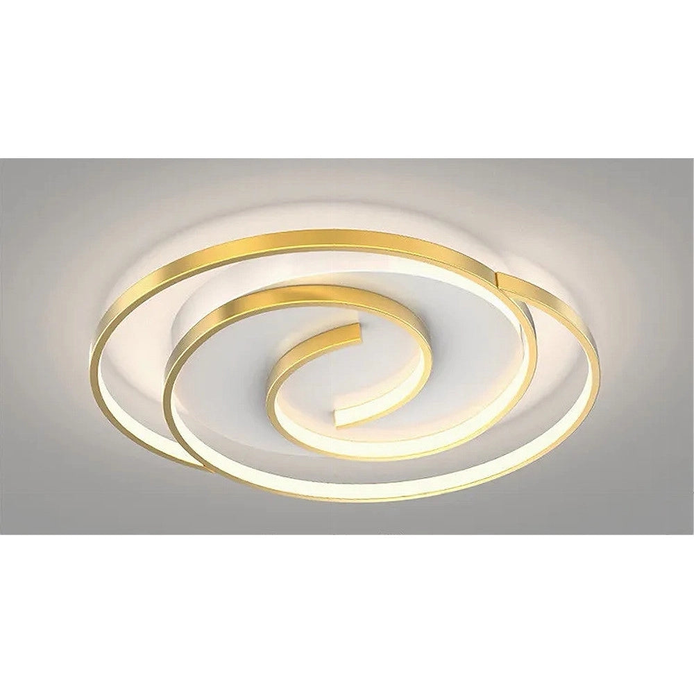 Trade Shop - Plafoniera Led 45w Cerchio Spirale Vortice Oro Lampadario Soffitto Luce 4000k 70630 -