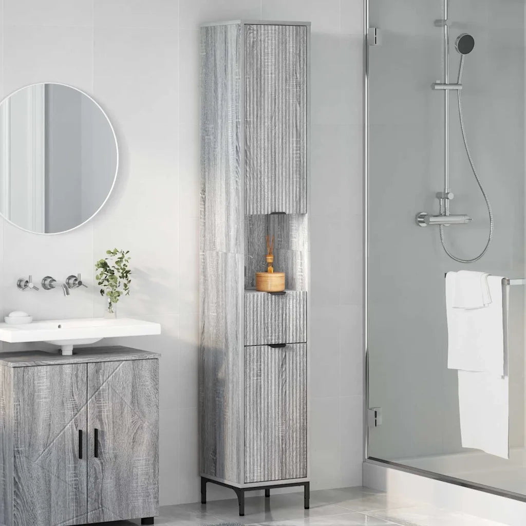 Mobile da Bagno con cassetto Grigio Sonoma 31,5 x 33 x 190 cm