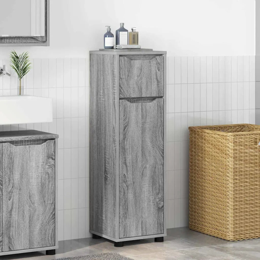 Mobile da Bagno con cassetto Grigio Sonoma 30,5 x 30 x 101 cm