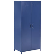 Armadio Portaoggetti Home Office Acciaio Blu Navy 2 Ante 4 Ripiani Design Industriale