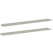 2 pz Mensole da Parete | Scaffali a Parete | Ripiano a parete Grigio Cemento 115x9x3 cm
